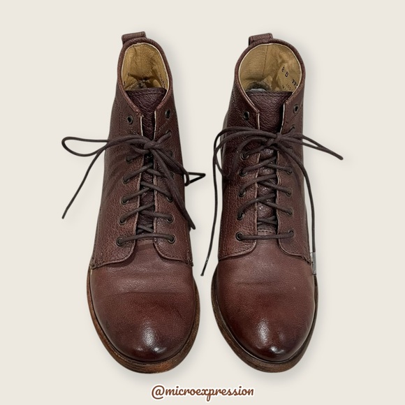 Frye Carson Lace-Up Brown Leather Lace Up Academia Oxford Heeled Ankle Boot - Picture 12 of 15